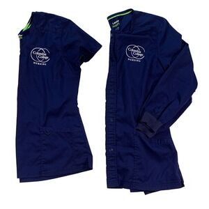 Landau ProFlex Columbia College‎ Nursing Scrub Set Top & Jacket Uniform Medium